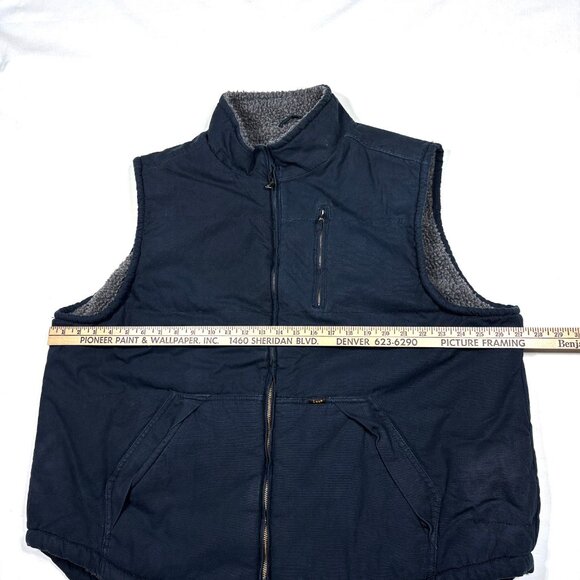 Lee Premium Select Black Canvas Sherpa-Lined Vest Winter Work Wear Mens 2XL - Picture 10 of 11